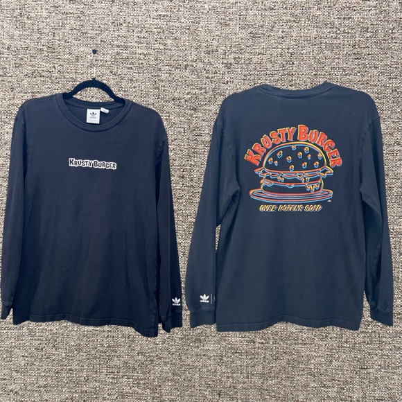 Adidas x The Simpsons Womans‎ Shirt Size Small Krusty Burger Long Sleeve Graphic - Picture 1 of 16